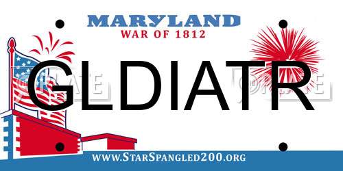 GLDIATR Maryland License Plate