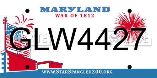 GLW4427 Maryland License Plate
