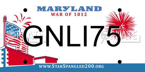 GNLI75 Maryland License Plate