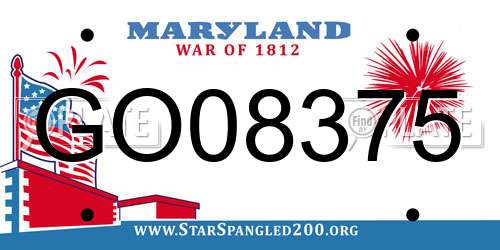 GO08375 Maryland License Plate