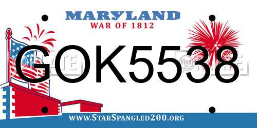 GOK5538 Maryland License Plate