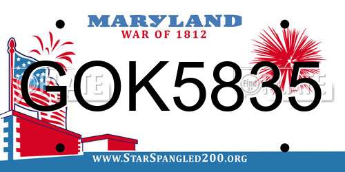 GOK5835 Maryland License Plate