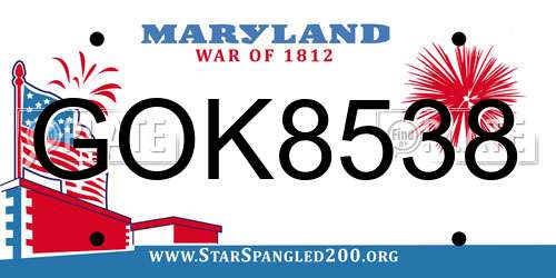 GOK8538 Maryland License Plate