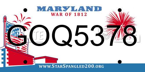 GOQ5378 Maryland License Plate