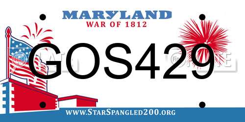 GOS429 Maryland License Plate