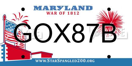 GOX87B Maryland License Plate