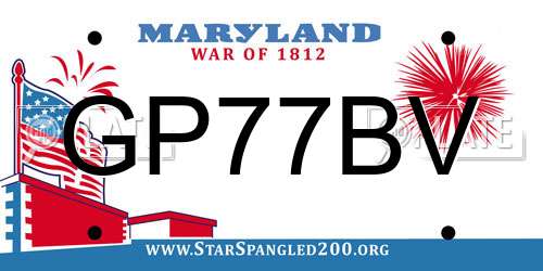 GP77BV Maryland License Plate