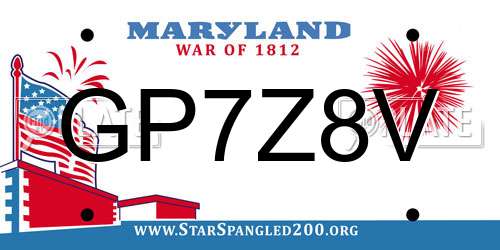 GP7Z8V Maryland License Plate