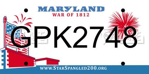 GPK2748 Maryland License Plate