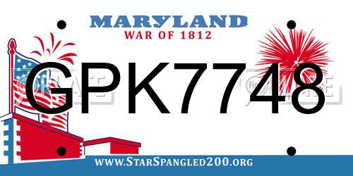 GPK7748 Maryland License Plate