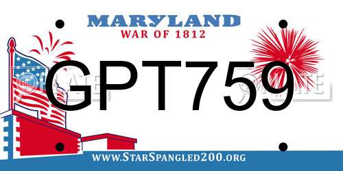 GPT759 Maryland License Plate