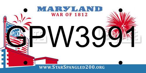 GPW3991 Maryland License Plate