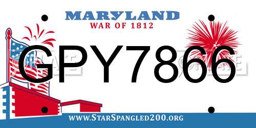 GPY7866 Maryland License Plate