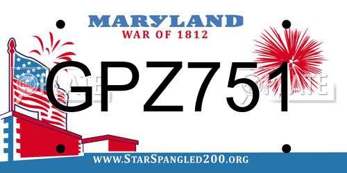 GPZ751 Maryland License Plate