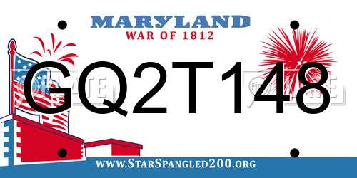 GQ2T148 Maryland License Plate