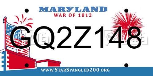 GQ2Z148 Maryland License Plate