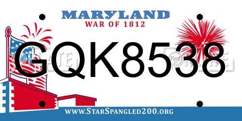 GQK8538 Maryland License Plate