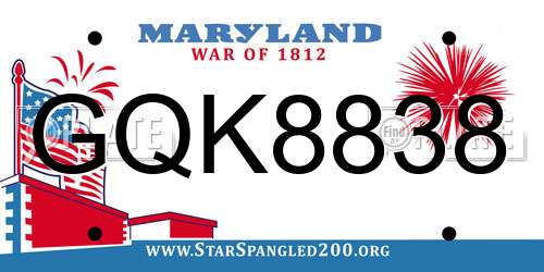 GQK8838 Maryland License Plate