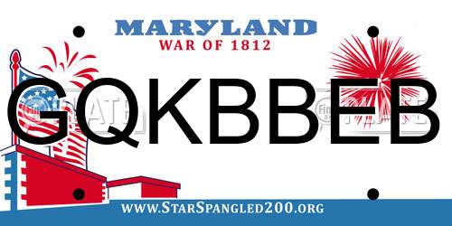 GQKBBEB Maryland License Plate