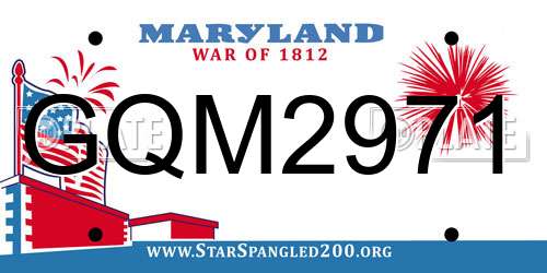 GQM2971 Maryland License Plate