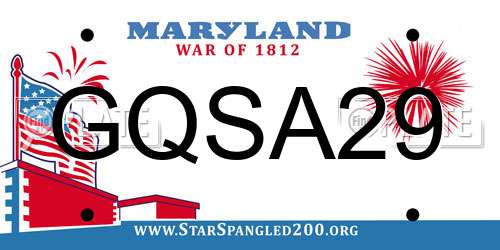 GQSA29 Maryland License Plate