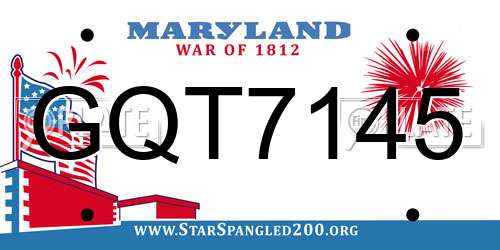 GQT7145 Maryland License Plate