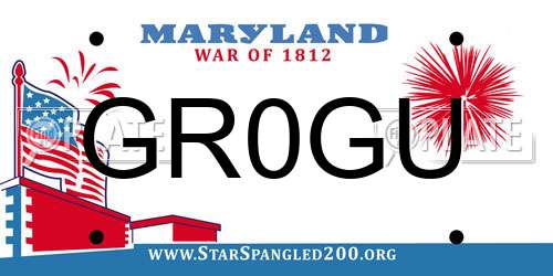 GR0GU Maryland License Plate