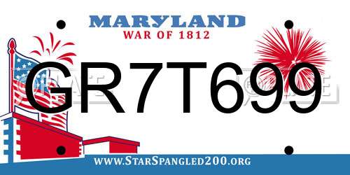 GR7T699 Maryland License Plate