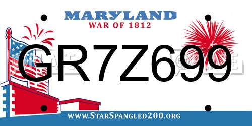GR7Z699 Maryland License Plate