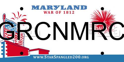 GRCNMRC Maryland License Plate