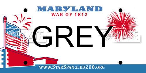 GREY Maryland License Plate
