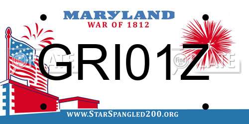 GRI01Z Maryland License Plate