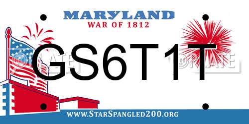 GS6T1T Maryland License Plate