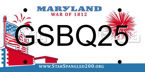 GSBQ25 Maryland License Plate