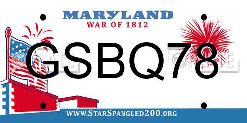 GSBQ78 Maryland License Plate
