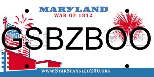 GSBZBOO Maryland License Plate