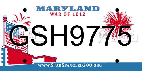 GSH9775 Maryland License Plate