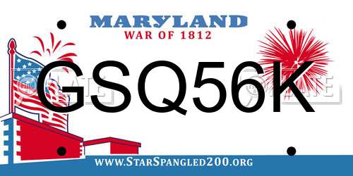 GSQ56K Maryland License Plate
