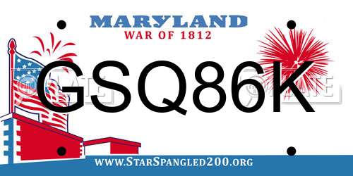 GSQ86K Maryland License Plate
