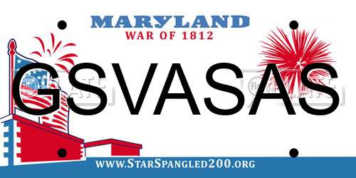 GSVASAS Maryland License Plate