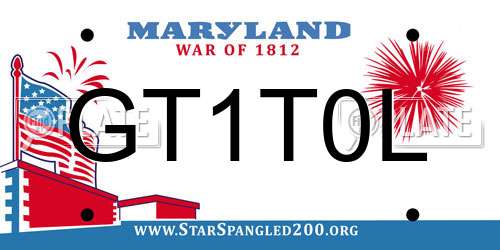 GT1T0L Maryland License Plate