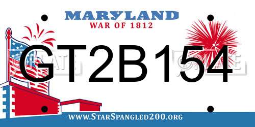 GT2B154 Maryland License Plate