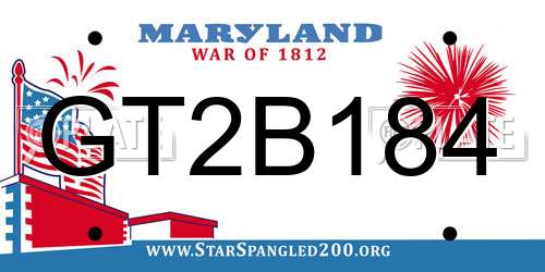 GT2B184 Maryland License Plate
