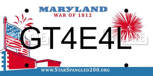 GT4E4L Maryland License Plate