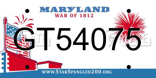GT54075 Maryland License Plate