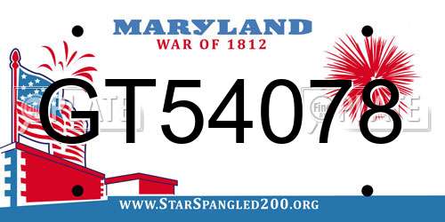 GT54078 Maryland License Plate