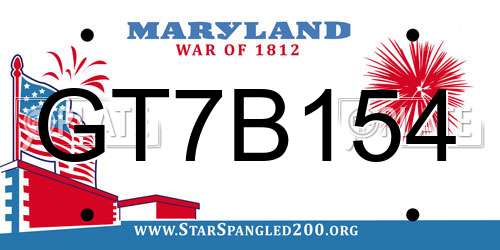 GT7B154 Maryland License Plate