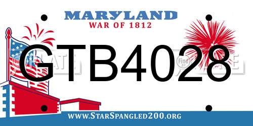 GTB4028 Maryland License Plate