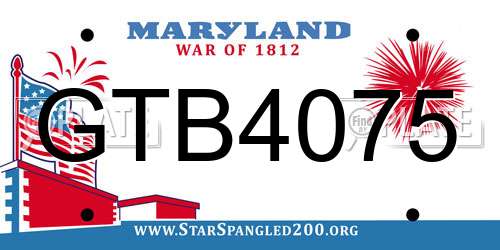 GTB4075 Maryland License Plate