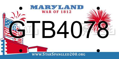GTB4078 Maryland License Plate